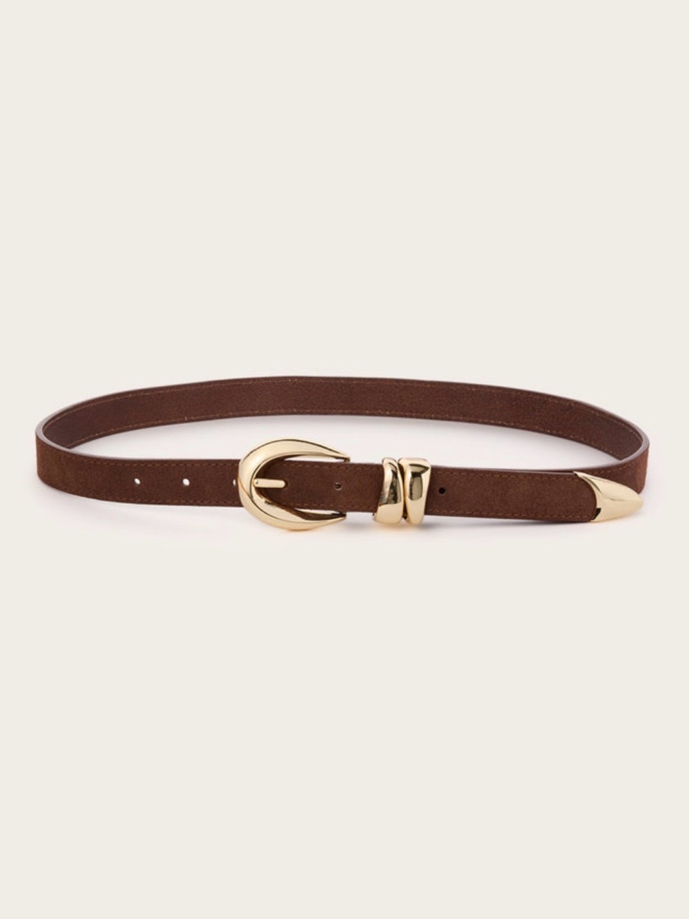 Evereve Spencer Dark Brown Suede Belt with Gold-toned Hardware Size XS/S